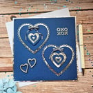 Valentine's Day Card With Hearts - Blue & Silver