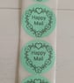 50 'Happy Mail' heart Thermal Printed Stickers (100G)