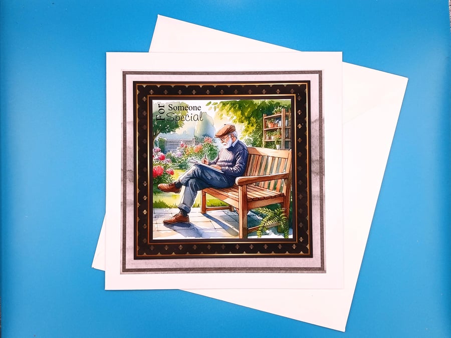 Father's Day Card, 8x8inches, 20x20cms, Decoupage 