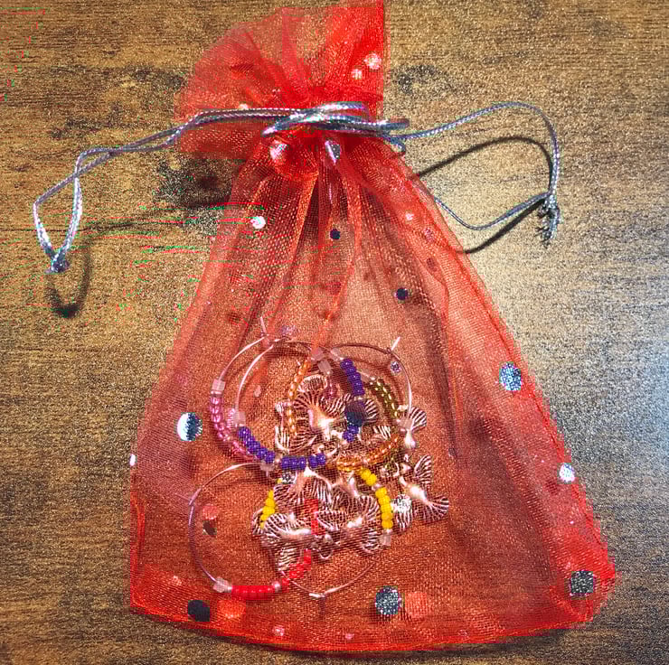 Set of Six Romantic Beaded Wine Glass Markers w... Folksy