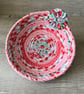 Pretty Pink and Blue Coiled Fabric Bowl with Suffolk Puff - Image 3