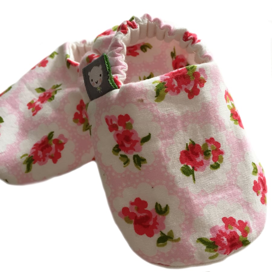 BELLAOSKI Pretty PINK FLOWERS Slipper Pram Shoes BABY GIRL GIFT IDEA 0-24M