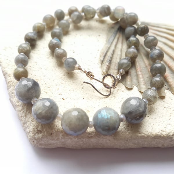 Grey Labradorite Beaded Statement Necklace