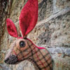 Mr Hepworth - Faux hare head in checked caramel tweed