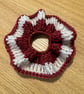 Red and white crochet scrunchie