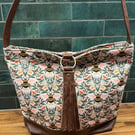 Bee Fabric and Leather Shoulder Bag