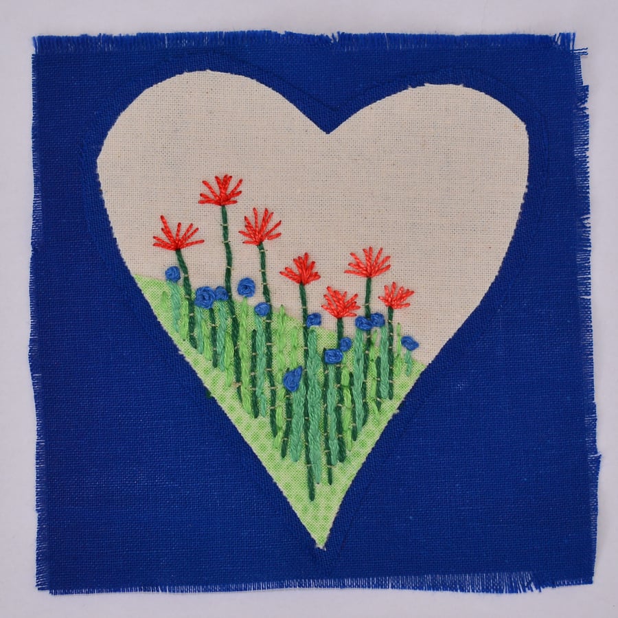 Hand embroidered heart picture
