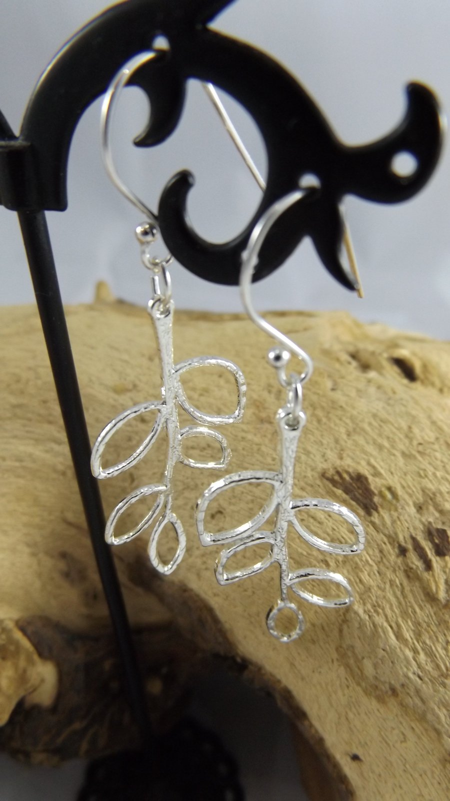 Leaf Charm  silver plated dangle earrings