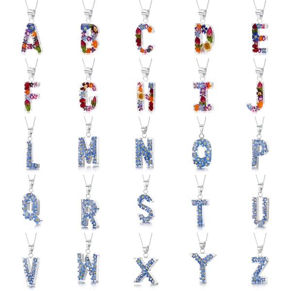 Sterling Silver Personalised Initial Flower Necklace