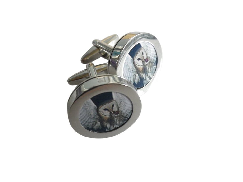 Snowy Owl cufflinkse shipping, gift wrapped, lovely image, Ref 1234