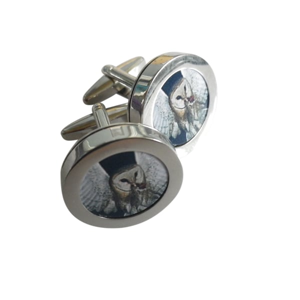 Snowy Owl cufflinkse shipping, gift wrapped, lovely image, Ref 1234