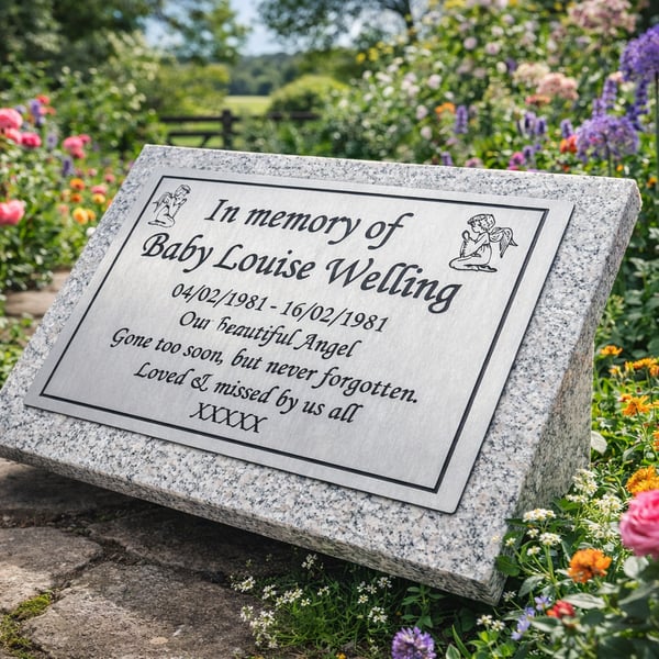 Personalised Memorial Plaque Baby Grave Marker  Baby Child Cemetery Headstone