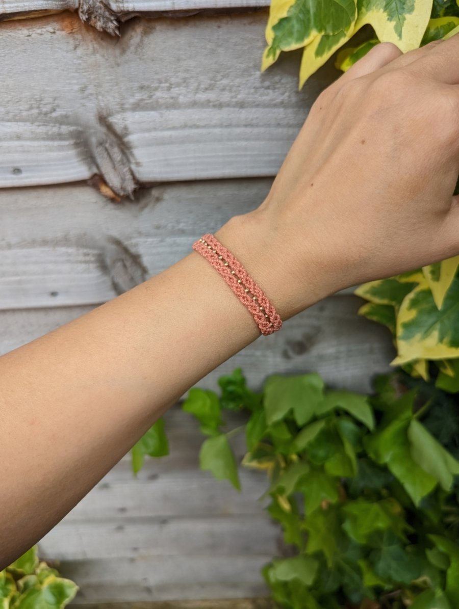 Macrame natural delicate beacelet , festival , Boho hippie 