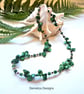 Keshi Pearl, Russian Diopside, Rare Rhodalite Garnet Sterling Silver Necklace  - Image 1