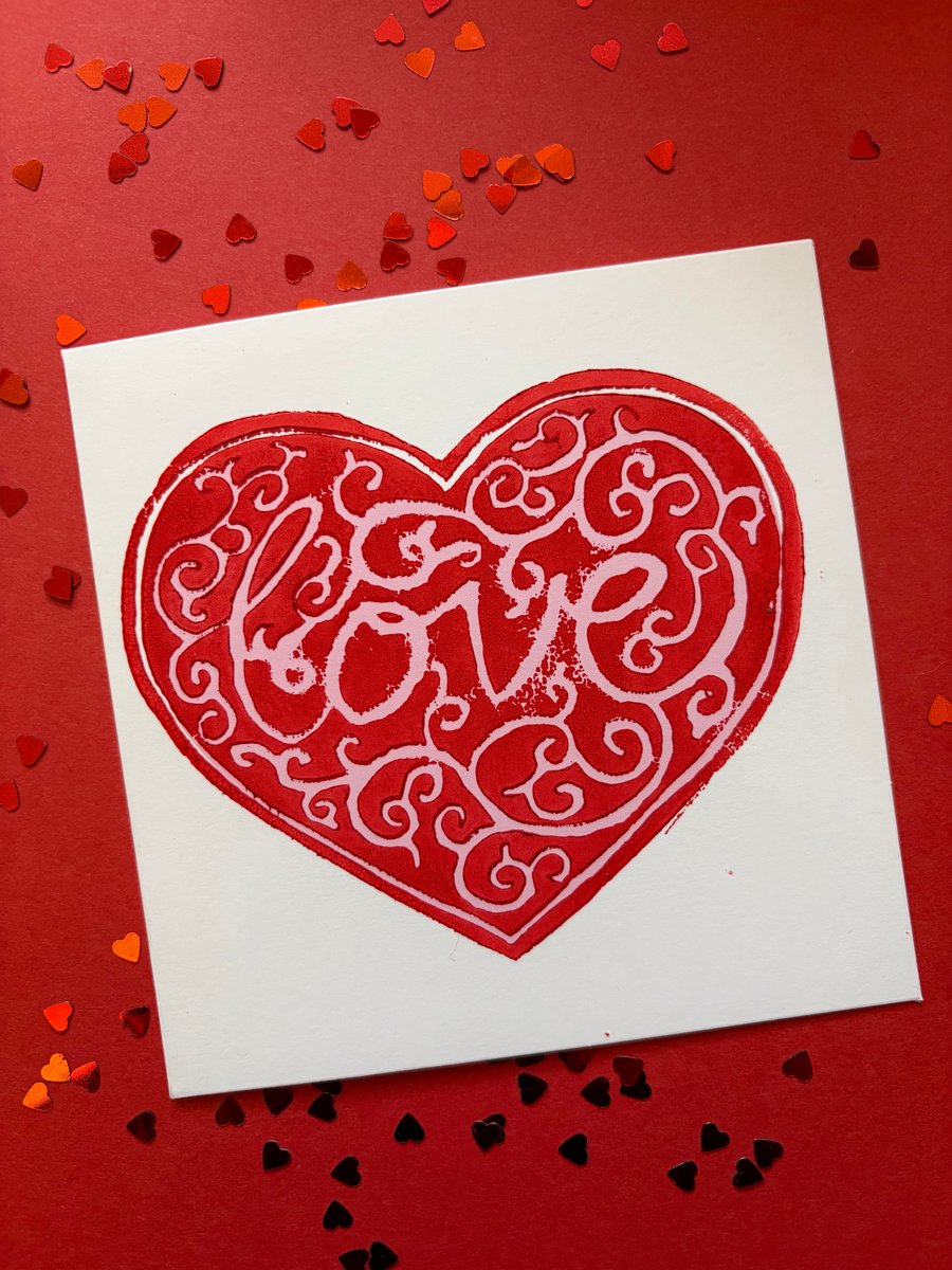 Handprinted Love Heart Card