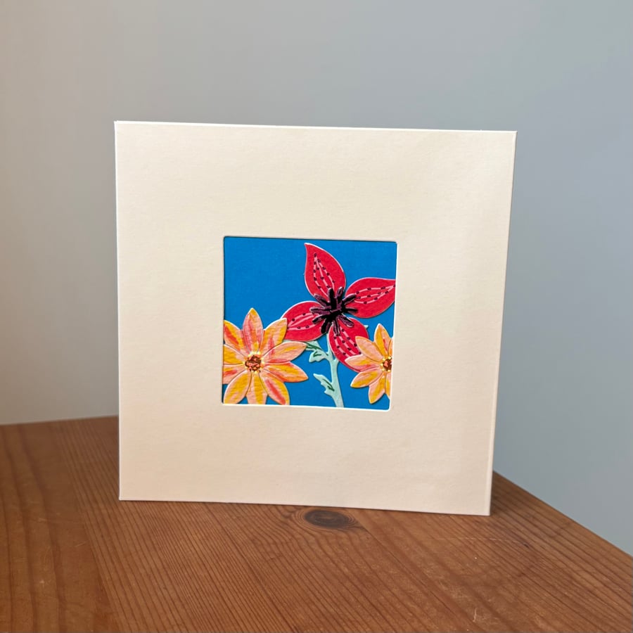 Hand painted collage card - ‘Posy No. 2’