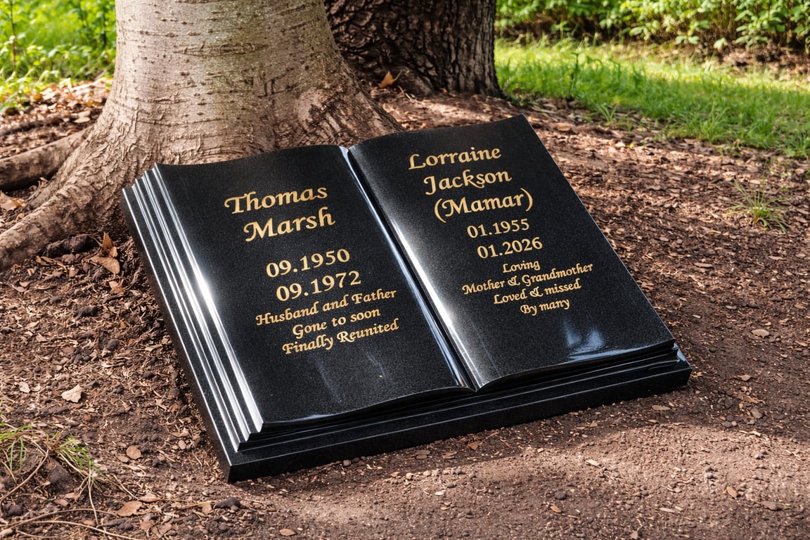 Memorial Grave Marker Grave Stone Headstone Flat Headstone Open Book Bible 