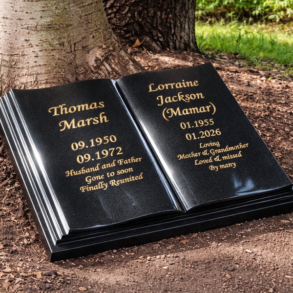 Memorial Grave Marker Grave Stone Headstone Flat Headstone Open Book Bible 