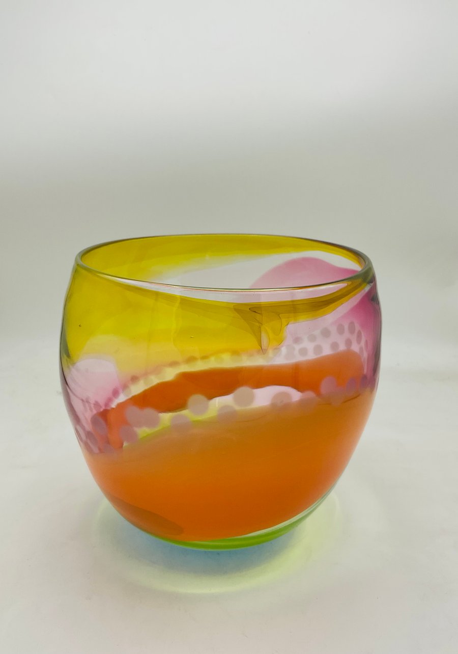 Yellow and Gold Stripey Bowl