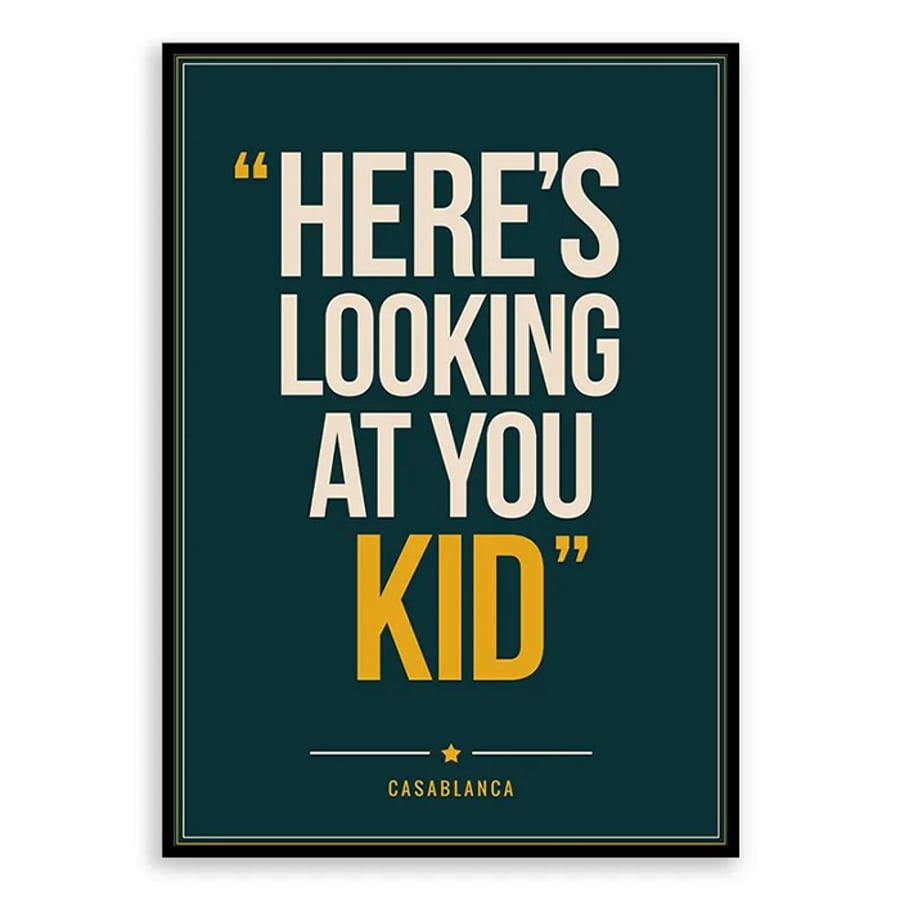 Casablanca Quote Poster Print - Retro Typography Wall Art