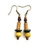 Earthy African Inspired Dark Green, Olive, Brown, Dangle Drop Handmade Earrings