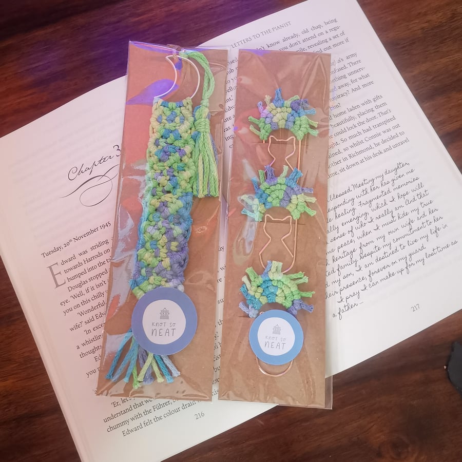 Bookmark beautiful bundle - Handmade macrame, boho inspired - spring green