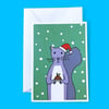 Squirrel with a Christmas Pudding Illustration A6 Card