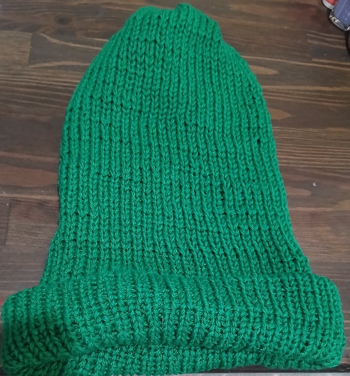 unisex adult 100% cashmere hand knitted green beanie