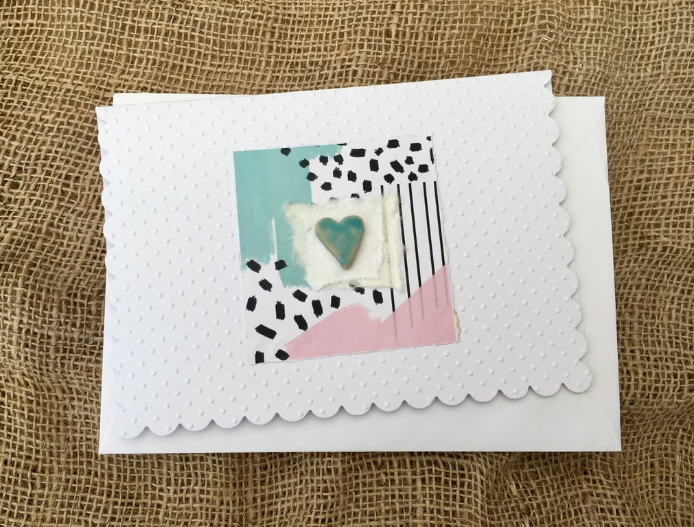Hand made card, ceramic design, blank card, birthday, wedding, anniversary