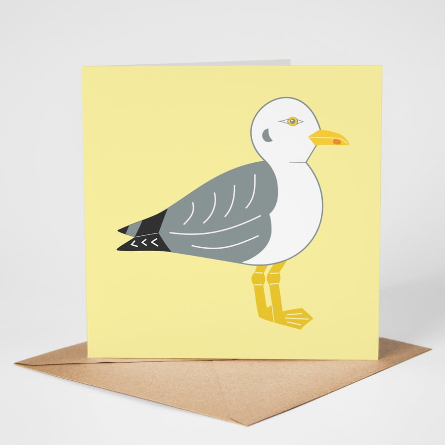 Seagull Greeting Card, Herring Gull, Seabird Card, Blank Card, Seaside Card