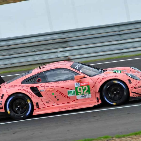 Porsche 911 RSR Pink Pig 24 Hours of Le Mans 2018 18"X12" Print