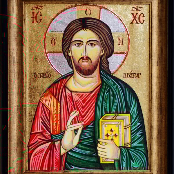 Christ Pantocrator Icon  Hand-Painted with 24k Gold