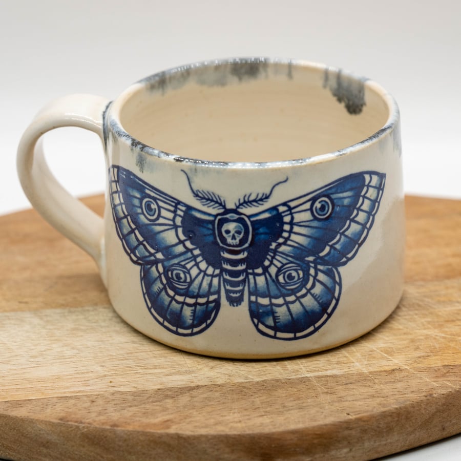 Handmade Ceramic Mug  with moth 