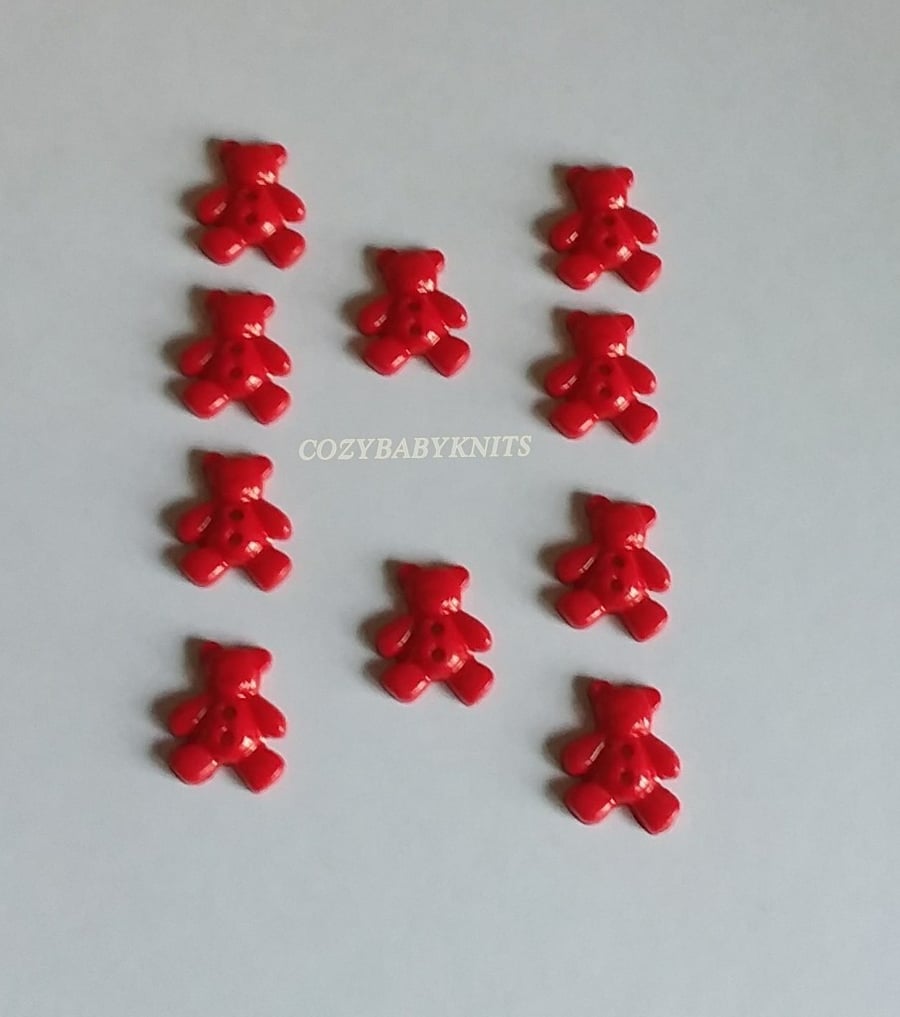 Red teddy bear plastic buttons