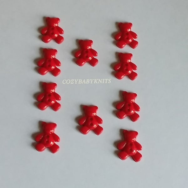 Red teddy bear plastic buttons