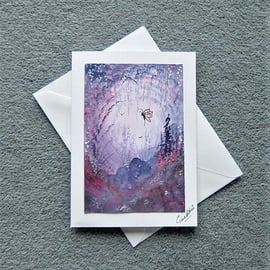 hand painted fantasy watercolour greetings card ( ref F 788 D1 )