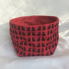 Medium fabric basket, bowl, multi purpose storage, black cats on red