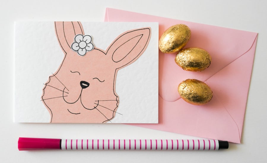 Cute Pink Bunny Notecards, Easter Bunnies Thank you cards
