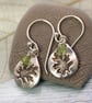 Oak Leaf Silver Earrings Drops with Peridot Bead dangles - Image 9
