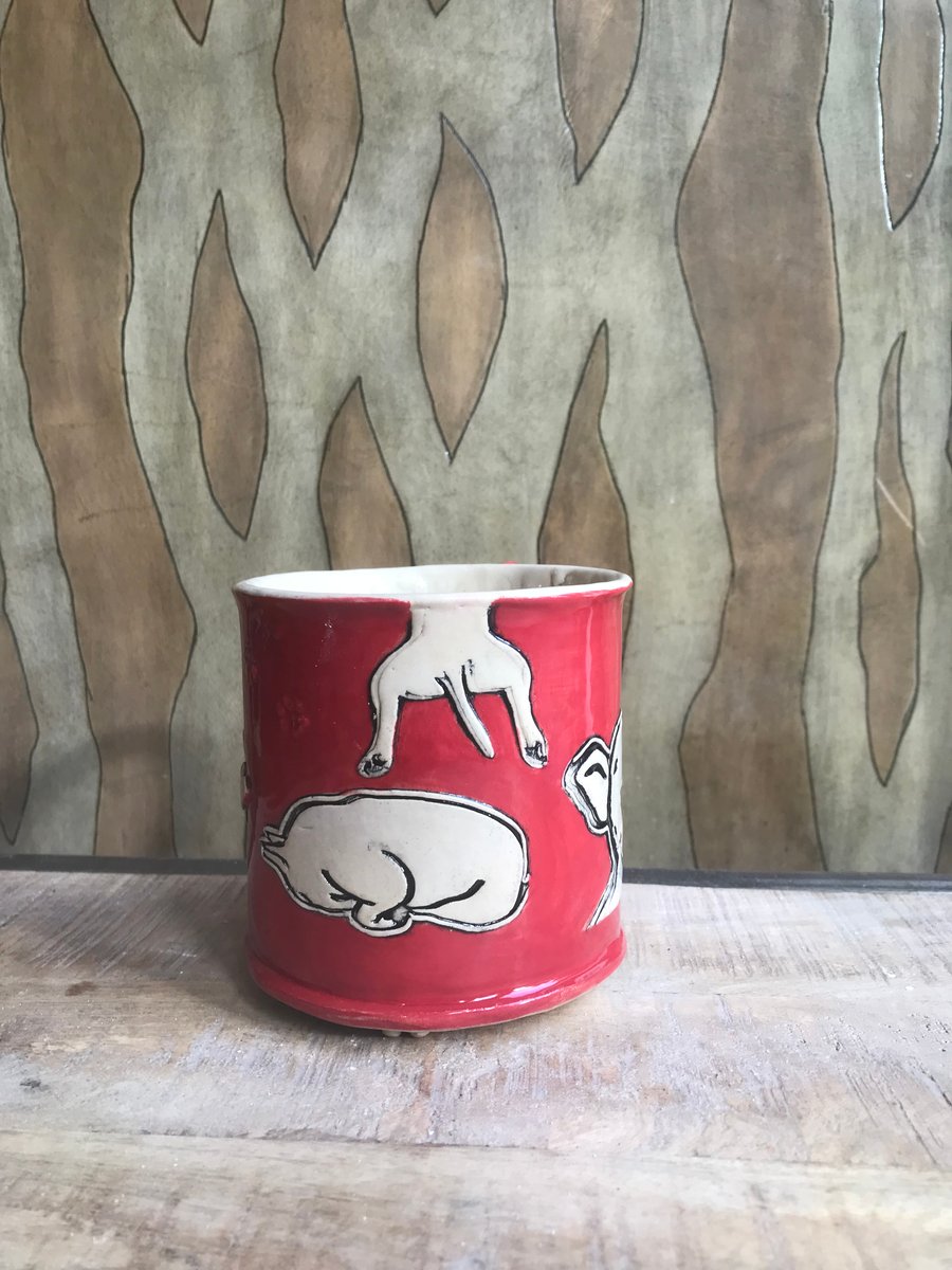 Red English Bull Terrier Mug