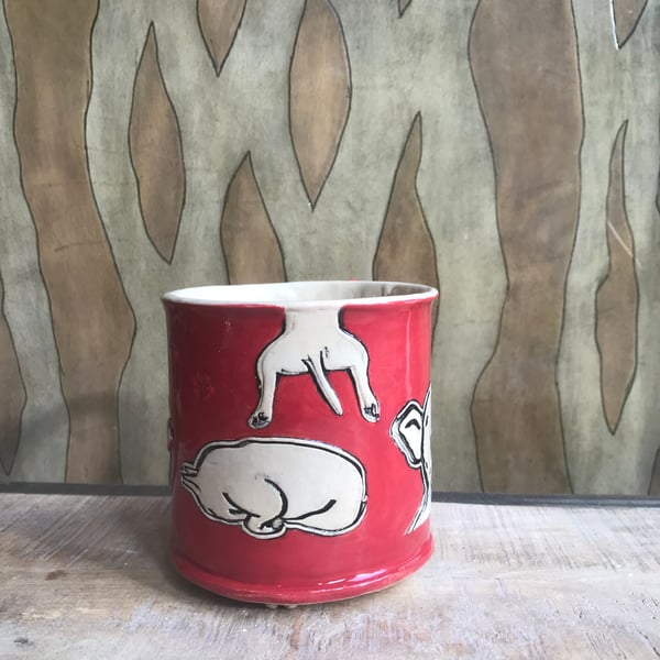 Red English Bull Terrier Mug