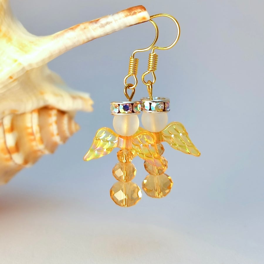 Golden Angel Christmas Earrings, Stocking Filler, Secret Santa, Gift For Her