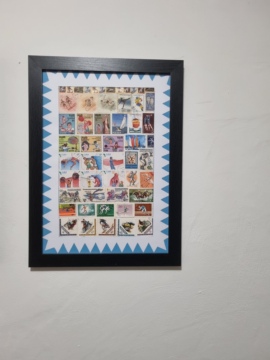 Sport postage stamp collage A3 frame 