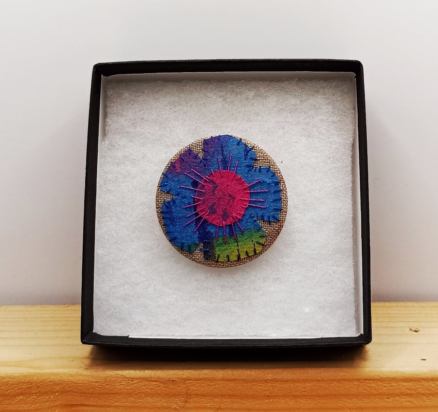 Blue Daisy Brooch