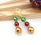 Pearl Earrings - Christmas Bauble Inspired Pearl Earrings - Festive Earrings 