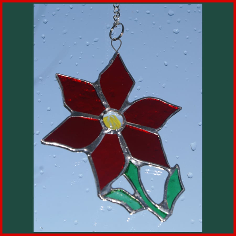Poinsetta Stained Glass Suncatcher 