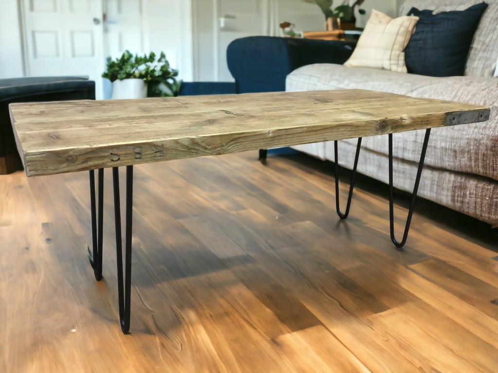 Scaffold Board Coffee Table With Hairpin Legs Using Reclaimed Materials THE ROMS