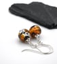 fire opal lampwork glass earrings