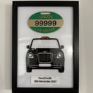 London Taxi TXE Driver Keepsake Frame – Acrylic Cab & Badge - Personalised Gift 