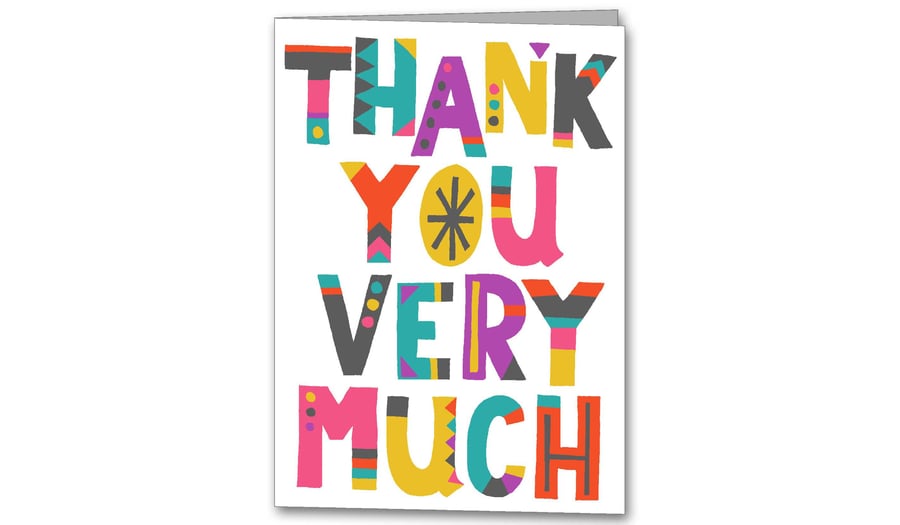 Colourful Thank you Card, Typography, Geometric Thankyou Card, Modern Thanks